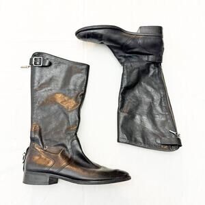 J. Jill Black Leather Knee High Riding Boots Back Zip DC5416 770130 Size 10